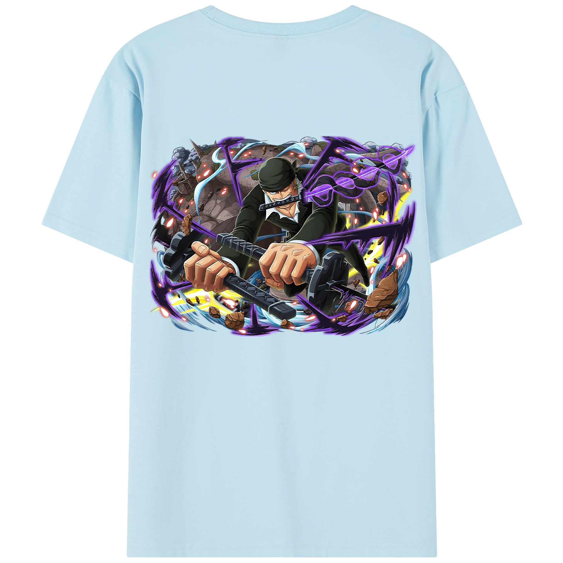 ワンピース ロロノア・ゾロ ONE PIECE Roronoa Zoro 綿100％半袖Tシャツ（背面プリント）